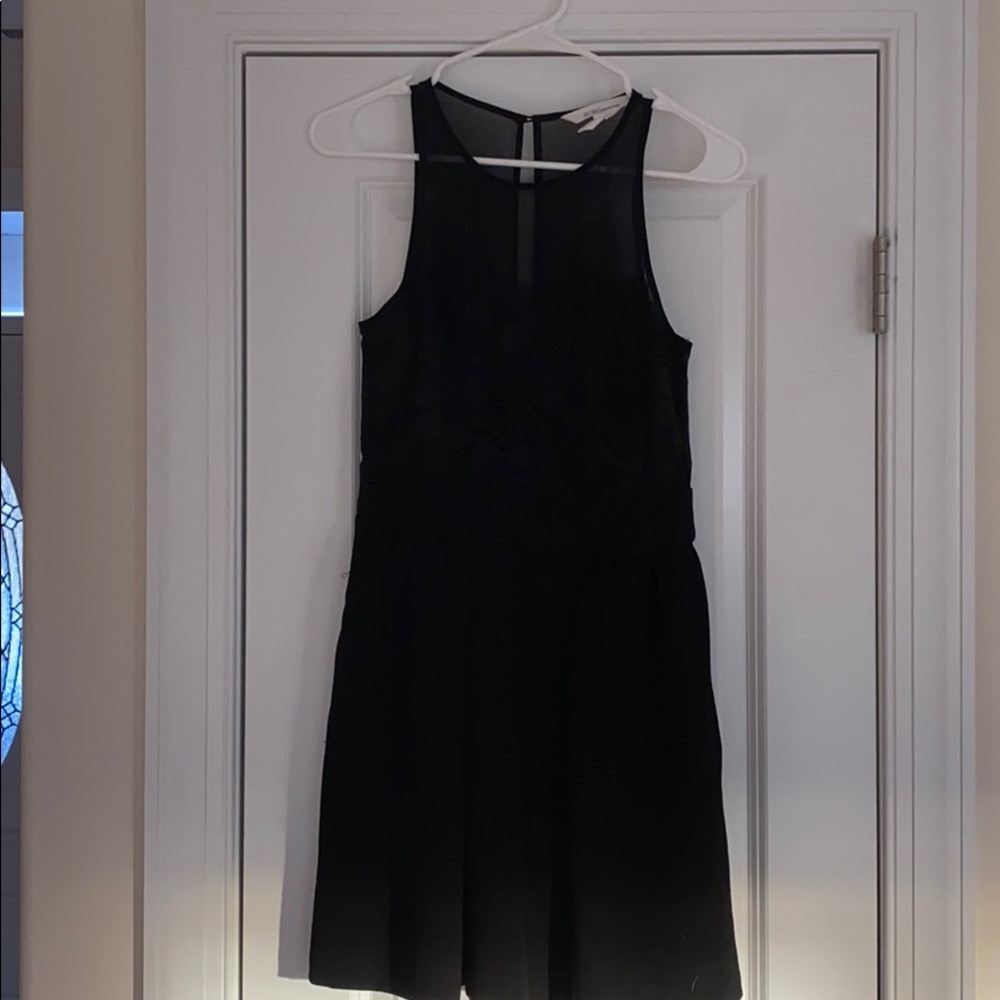 Bcbg black lace and mesh detail mini dress